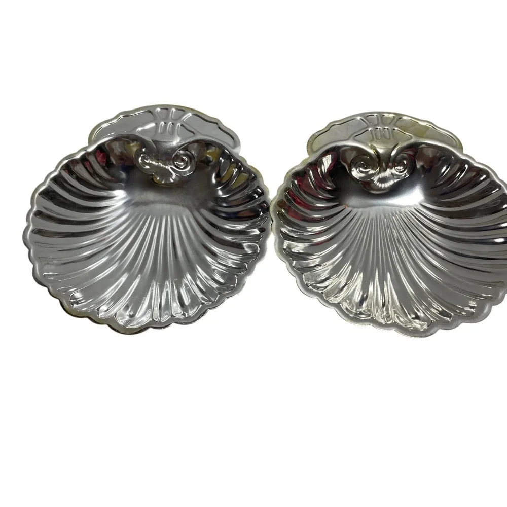 Silver Plated Shell Shaped Dish NEW Set of Two 4.5 x 4 Vintage